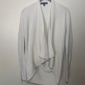Banana Republic Contemporary Ribbed Zip Sleeve Cardigan Sweater White - Size SM
